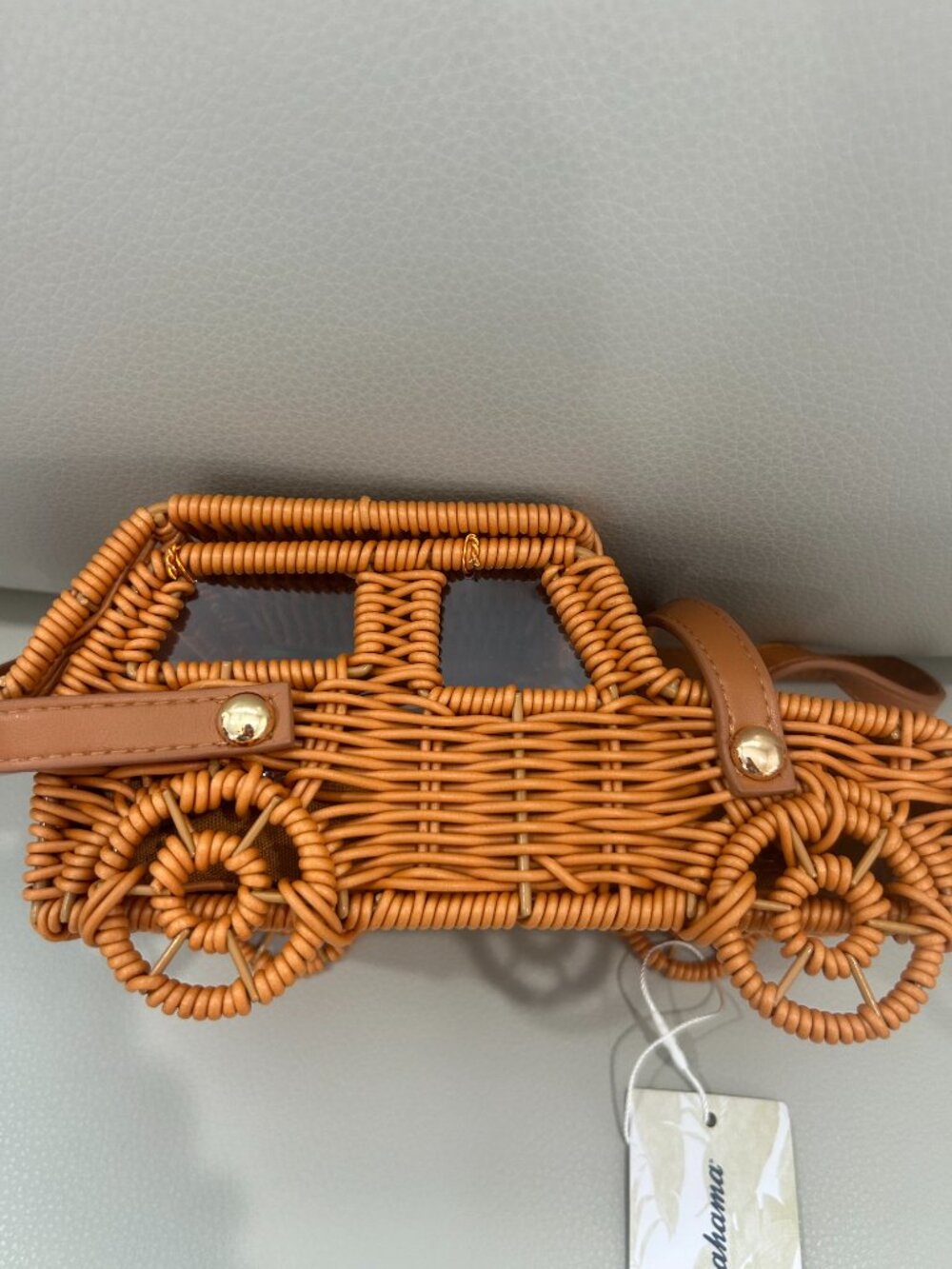 Tommy Bahama Woven Rattan Straw Wicker Jeep Car Truck Bag NWT - Picture 7 of 8
